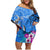 Aloha Hawaii Family Matching Off Shoulder Short Dress and Hawaiian Shirt Dolphins and Fish Hook Hibiscus