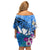 Aloha Hawaii Family Matching Off Shoulder Short Dress and Hawaiian Shirt Dolphins and Fish Hook Hibiscus