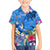 Aloha Hawaii Family Matching Off Shoulder Short Dress and Hawaiian Shirt Dolphins and Fish Hook Hibiscus