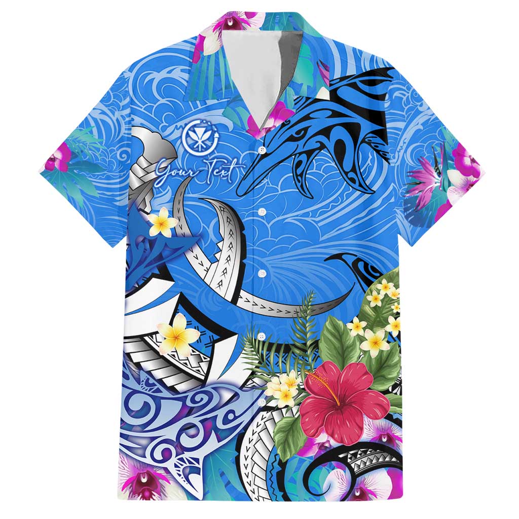 Aloha Hawaii Hawaiian Shirt Dolphins and Fish Hook Hibiscus DT02 Blue - Polynesian Pride