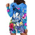 Aloha Hawaii Hoodie Dress Dolphins and Fish Hook Hibiscus