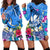 Aloha Hawaii Hoodie Dress Dolphins and Fish Hook Hibiscus