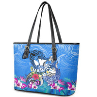 Aloha Hawaii Leather Tote Bag Dolphins and Fish Hook Hibiscus DT02 - Polynesian Pride