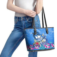 Aloha Hawaii Leather Tote Bag Dolphins and Fish Hook Hibiscus DT02 - Polynesian Pride
