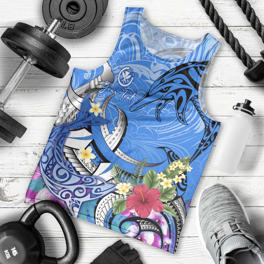 Aloha Hawaii Men Tank Top Dolphins and Fish Hook Hibiscus DT02 - Polynesian Pride