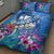 Aloha Hawaii Quilt Bed Set Dolphins and Fish Hook Hibiscus