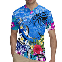 Aloha Hawaii Rugby Jersey Dolphins and Fish Hook Hibiscus DT02 - Polynesian Pride
