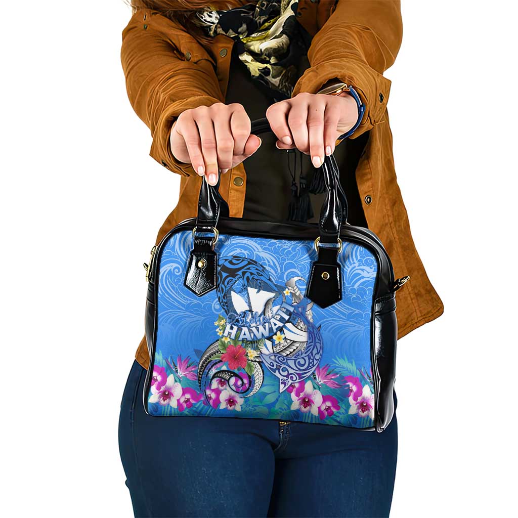 Aloha Hawaii Shoulder Handbag Dolphins and Fish Hook Hibiscus