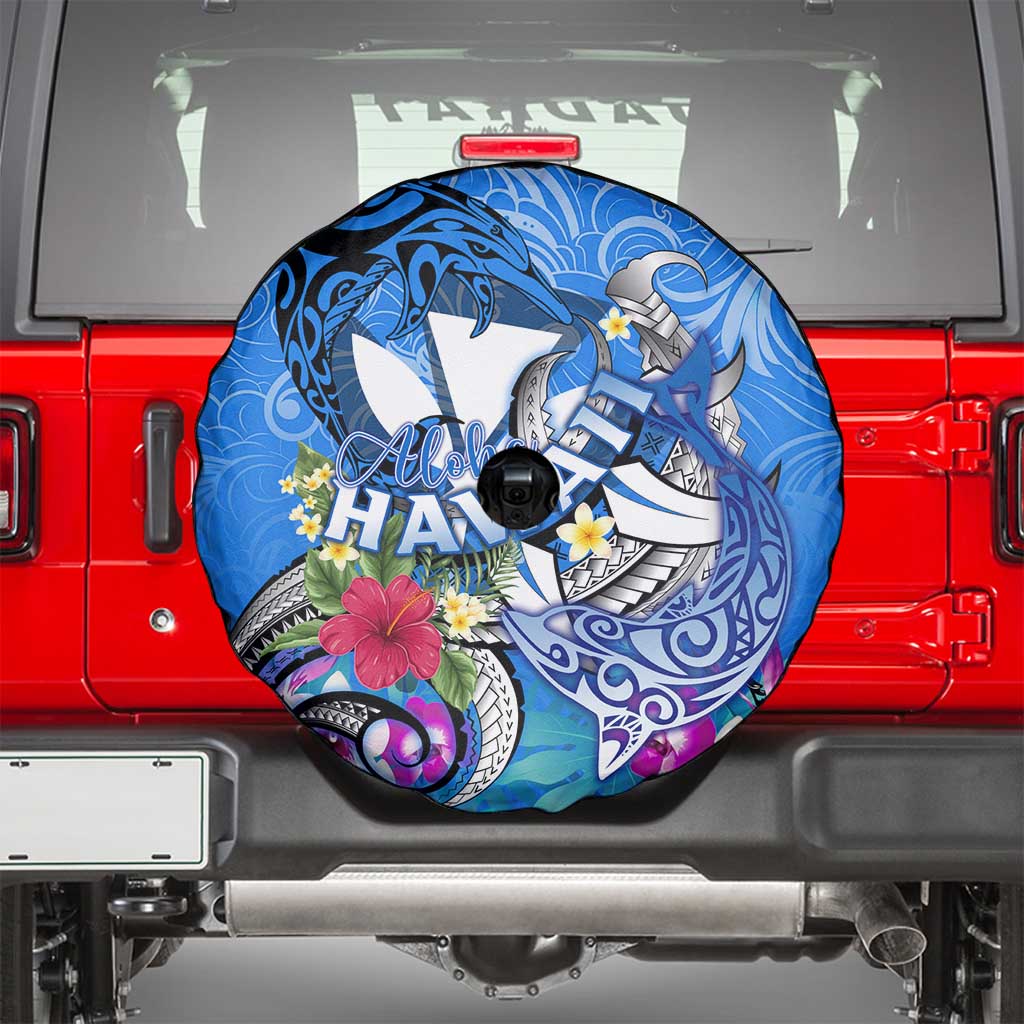 Aloha Hawaii Spare Tire Cover Dolphins and Fish Hook Hibiscus DT02 - Polynesian Pride