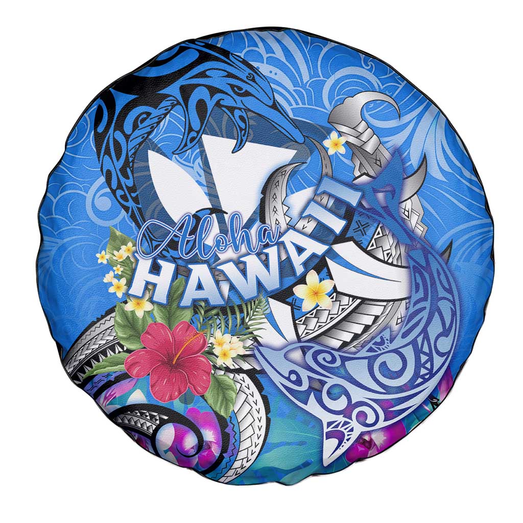 Aloha Hawaii Spare Tire Cover Dolphins and Fish Hook Hibiscus DT02 - Polynesian Pride