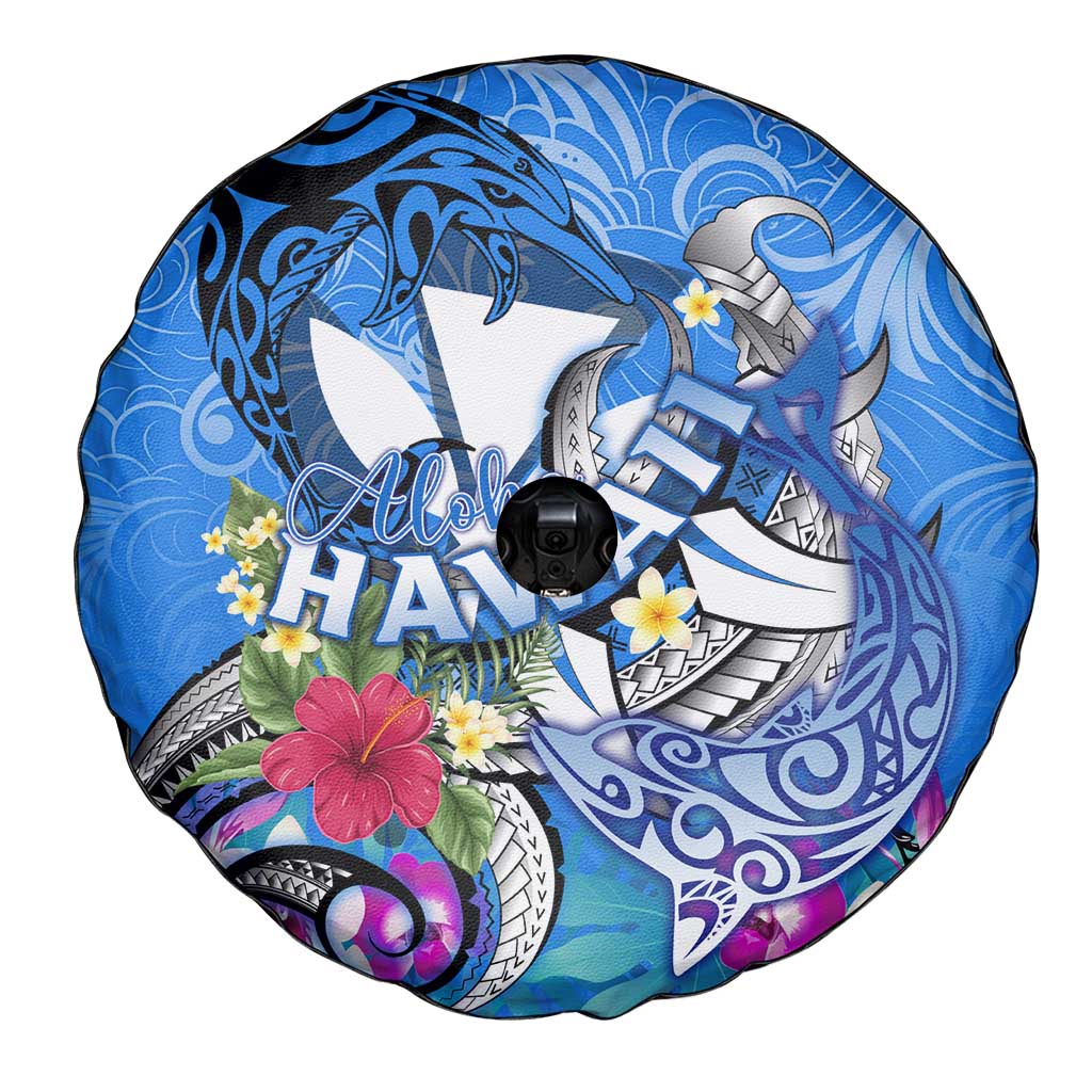 Aloha Hawaii Spare Tire Cover Dolphins and Fish Hook Hibiscus DT02 - Polynesian Pride