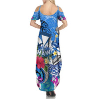 Aloha Hawaii Summer Maxi Dress Dolphins and Fish Hook Hibiscus DT02 - Polynesian Pride