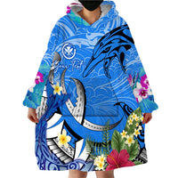 Aloha Hawaii Wearable Blanket Hoodie Dolphins and Fish Hook Hibiscus DT02 - Polynesian Pride