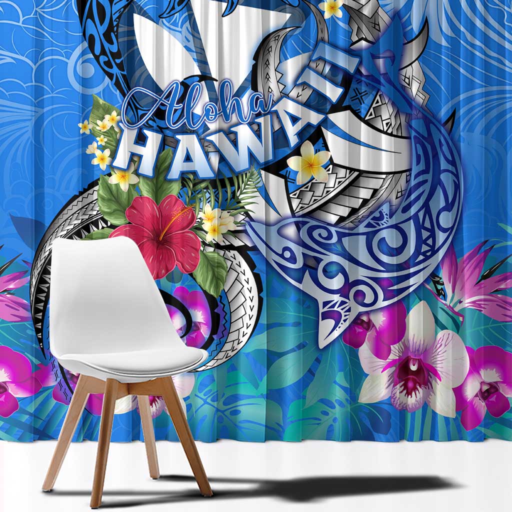 Aloha Hawaii Window Curtain Dolphins and Fish Hook Hibiscus DT02 - Polynesian Pride