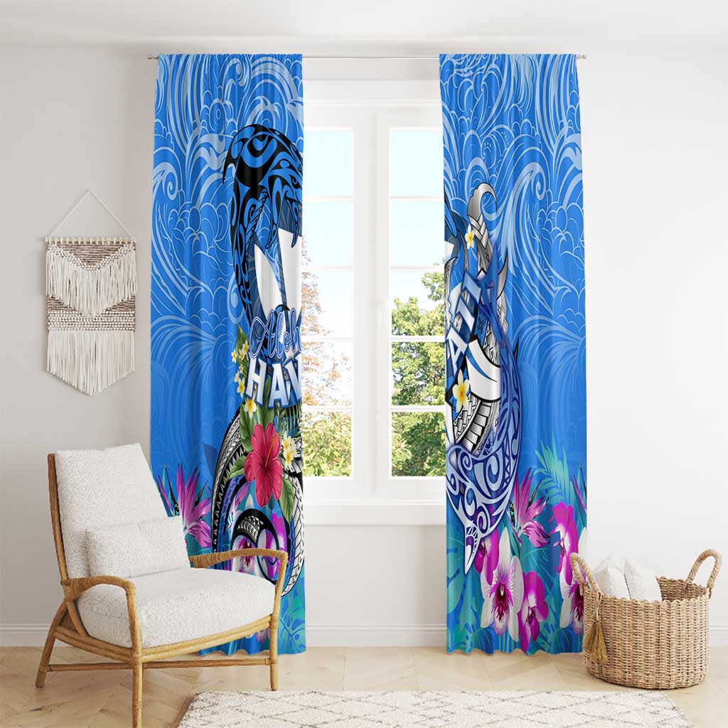 Aloha Hawaii Window Curtain Dolphins and Fish Hook Hibiscus DT02 - Polynesian Pride