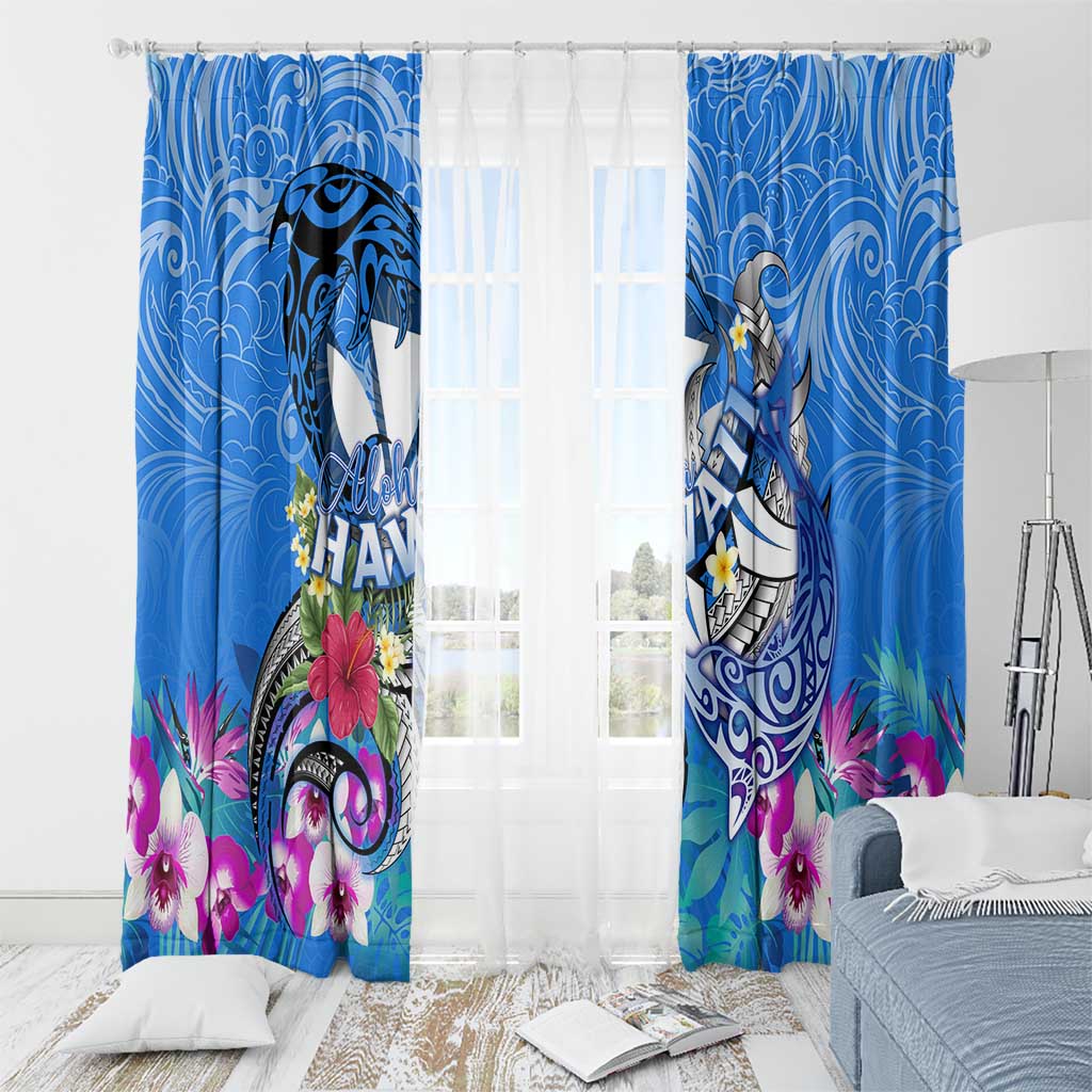 Aloha Hawaii Window Curtain Dolphins and Fish Hook Hibiscus DT02 - Polynesian Pride