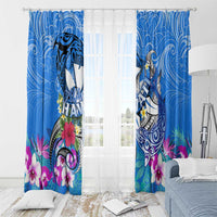 Aloha Hawaii Window Curtain Dolphins and Fish Hook Hibiscus DT02 - Polynesian Pride