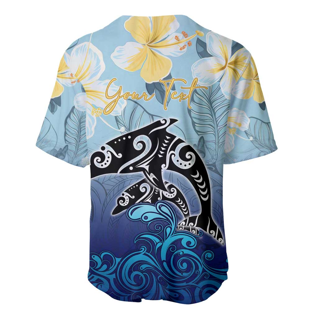Mother And Baby Dolphins Baseball Jersey Hawaii Hibiscus