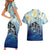 Mother And Baby Dolphins Couples Matching Short Sleeve Bodycon Dress and Hawaiian Shirt Hawaii Hibiscus