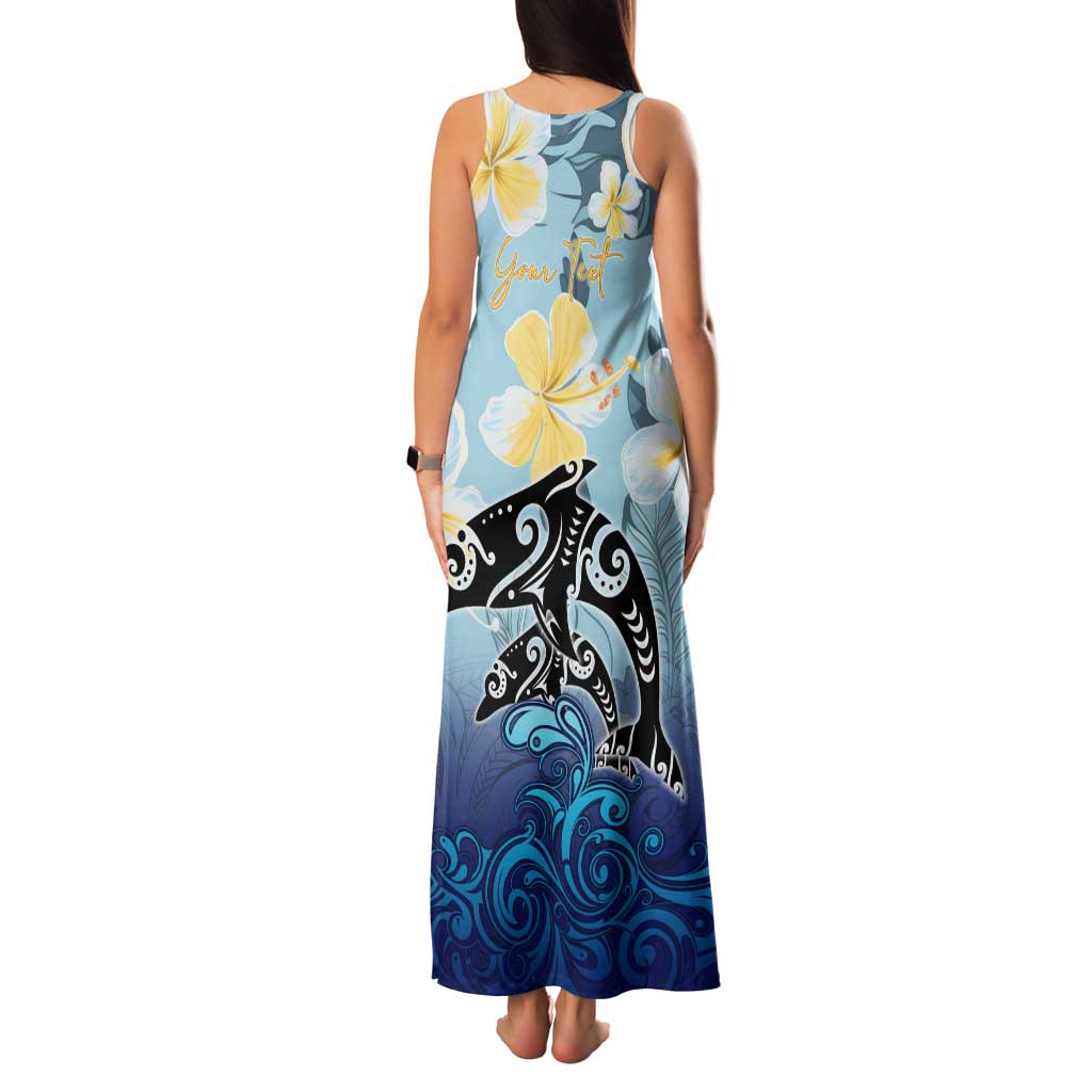 Mother And Baby Dolphins Family Matching Tank Maxi Dress and Hawaiian Shirt Hawaii Hibiscus