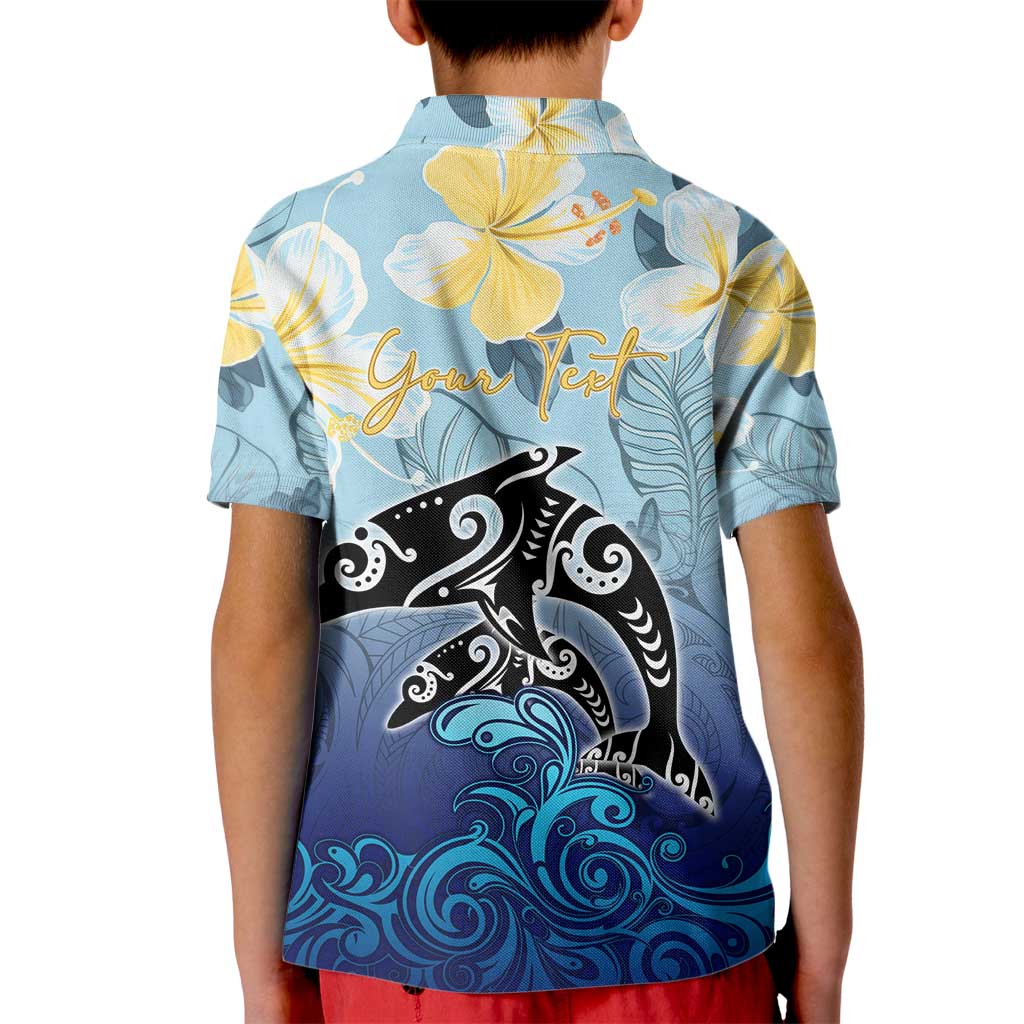 Mother And Baby Dolphins Kid Polo Shirt Hawaii Hibiscus