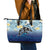 Mother And Baby Dolphins Leather Tote Bag Hawaii Hibiscus