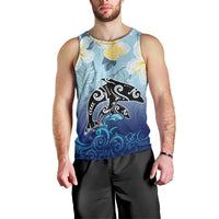 Mother And Baby Dolphins Men Tank Top Hawaii Hibiscus