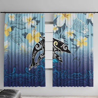 Mother And Baby Dolphins Window Curtain Hawaii Hibiscus