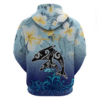 Mother And Baby Dolphins Zip Hoodie Hawaii Hibiscus