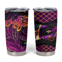 Happy Mardi Gras Tumbler Cup Mask Feather Colorfull DT02 Purple - Polynesian Pride