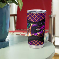 Happy Mardi Gras Tumbler Cup Mask Feather Colorfull DT02 - Polynesian Pride