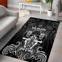 All Black Area Rug New Zealand Rugby Mascot Maori