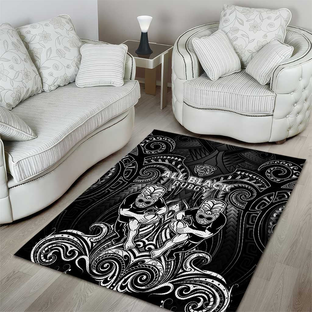 All Black Area Rug New Zealand Rugby Mascot Maori