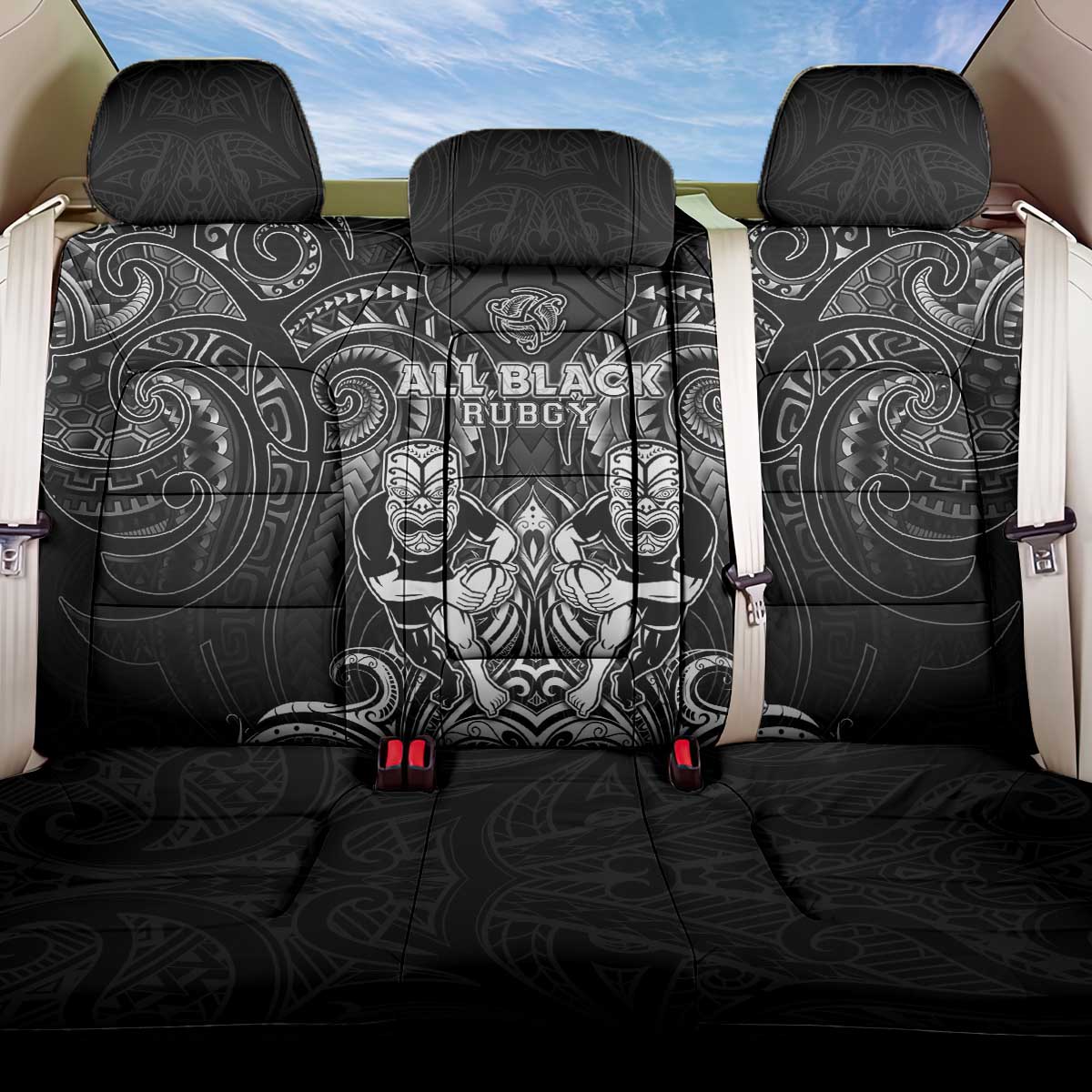 All Black Back Car Seat Cover New Zealand Rugby Mascot Maori