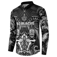 Personalized All Black Button Sweatshirt New Zealand Rugby Mascot Maori