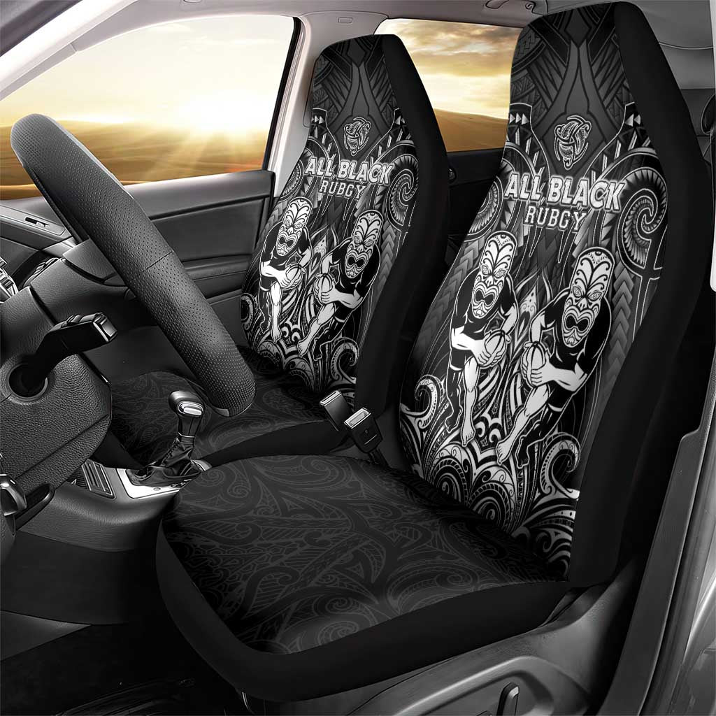 All Black Car Seat Cover New Zealand Rugby Mascot Maori