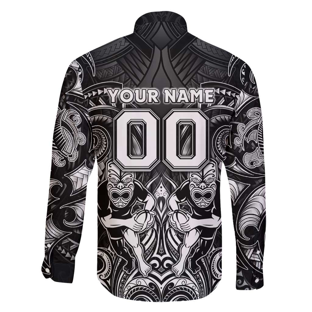 Personalized All Black Family Matching Mermaid Dress and Hawaiian Shirt New Zealand Rugby Mascot Maori