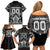 Personalized All Black Family Matching Off Shoulder Short Dress and Hawaiian Shirt New Zealand Rugby Mascot Maori