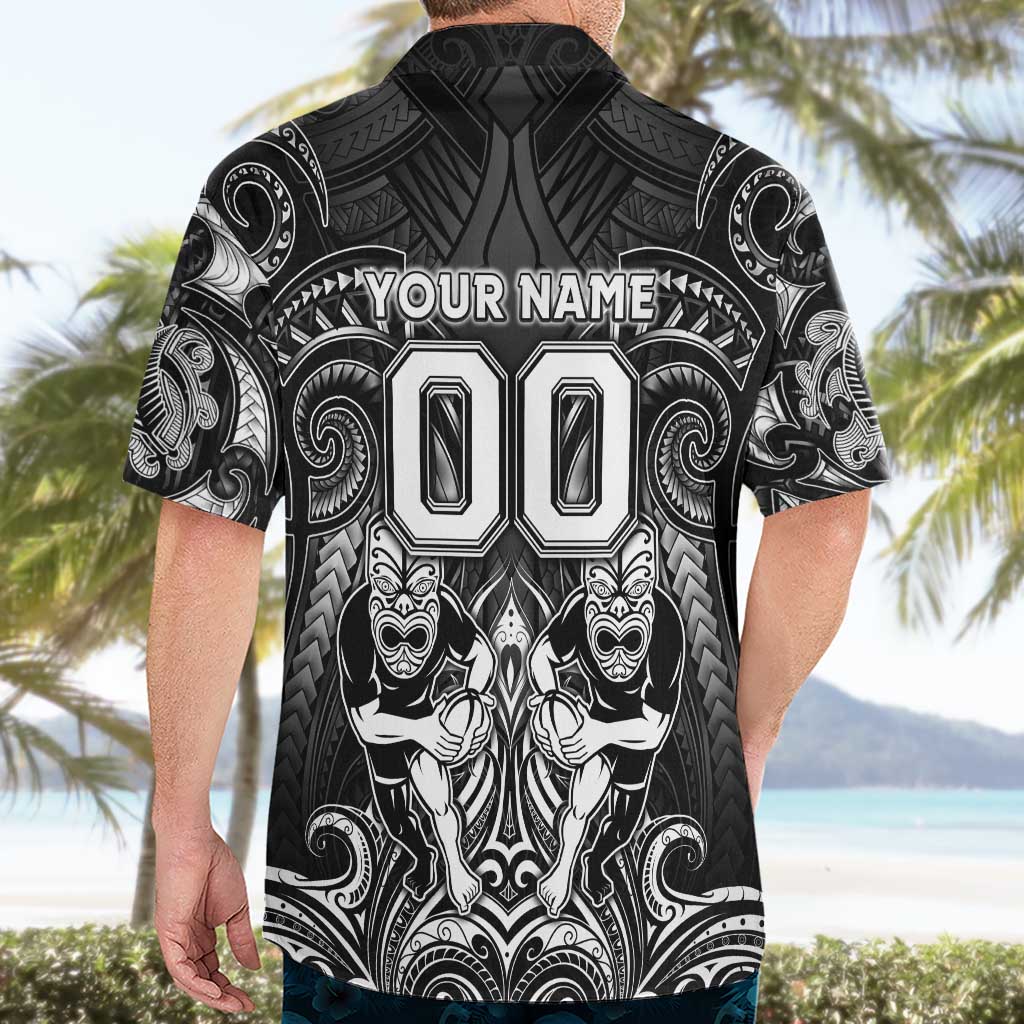 Personalized All Black Hawaiian Shirt New Zealand Rugby Mascot Maori