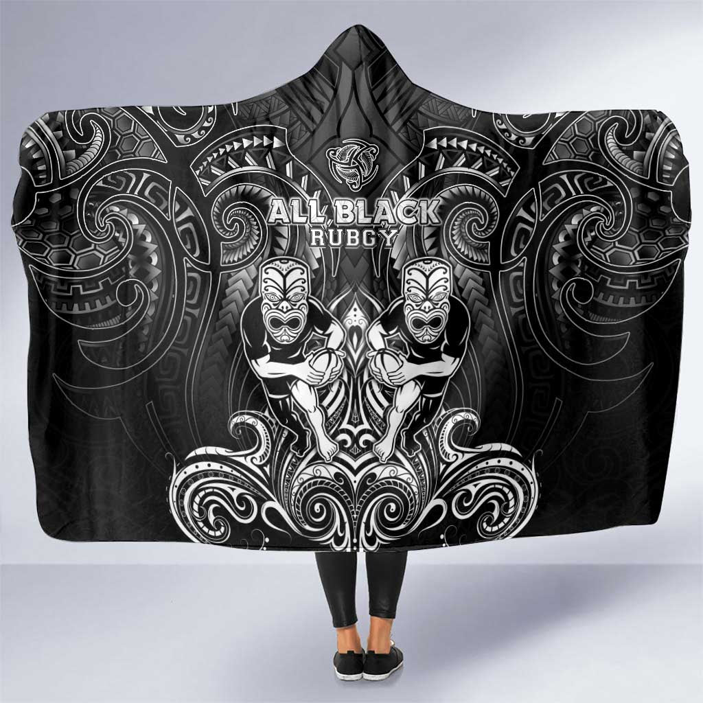 All Black Hooded Blanket New Zealand Rugby Mascot Maori