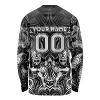 Personalized All Black Long Sleeve Shirt New Zealand Rugby Mascot Maori