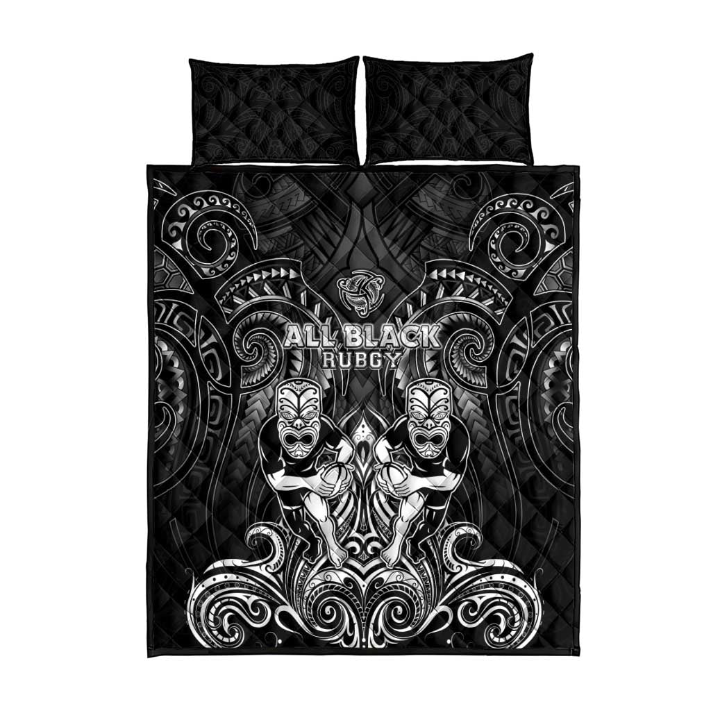 All Black Quilt Bed Set New Zealand Rugby Mascot Maori