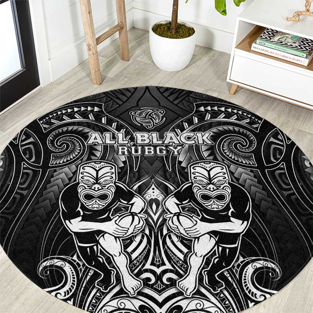 All Black Round Carpet New Zealand Rugby Mascot Maori