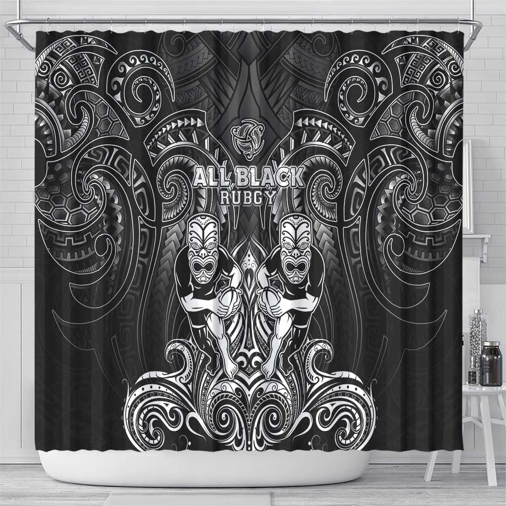 All Black Shower Curtain New Zealand Rugby Mascot Maori