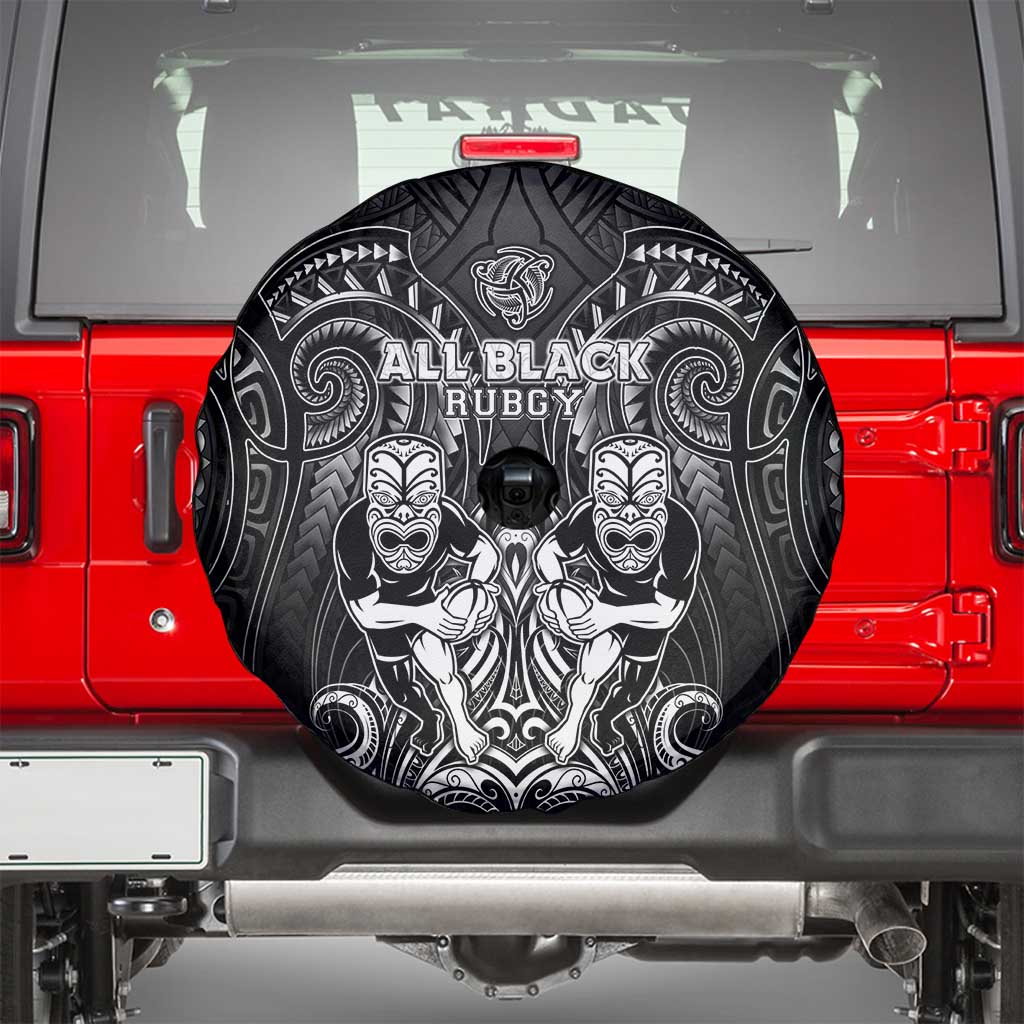 All Black Spare Tire Cover New Zealand Rugby Mascot Maori