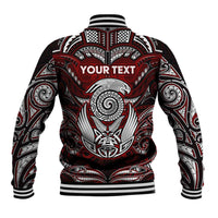 Personalized New Zealand Aotearoa Rugby Baseball Jacket Maori Fern Tattoo Art