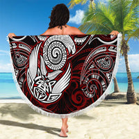 New Zealand Aotearoa Rugby Beach Blanket Maori Fern Tattoo Art