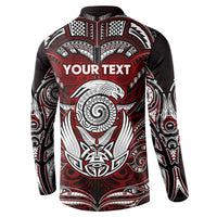 Personalized New Zealand Aotearoa Rugby Button Sweatshirt Maori Fern Tattoo Art