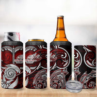 New Zealand Aotearoa Rugby 4 in 1 Can Cooler Tumbler Maori Fern Tattoo Art