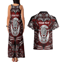 Personalized New Zealand Aotearoa Rugby Couples Matching Tank Maxi Dress and Hawaiian Shirt Maori Fern Tattoo Art